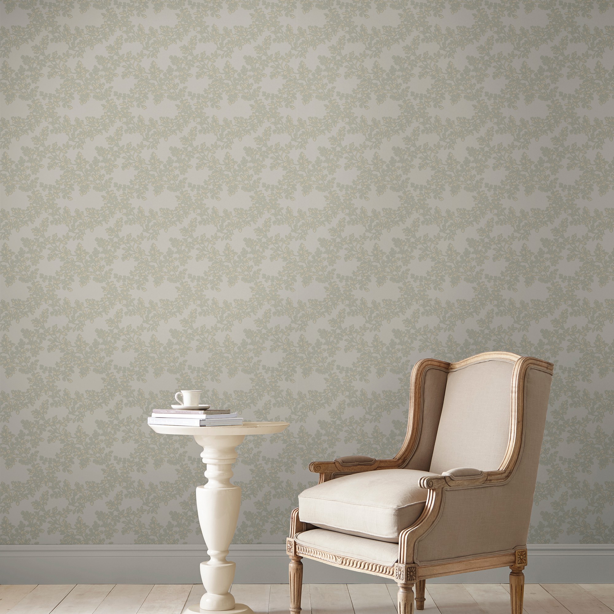 Burnham Botanical Wallpaper 114903 By Laura Ashley In Dove Grey